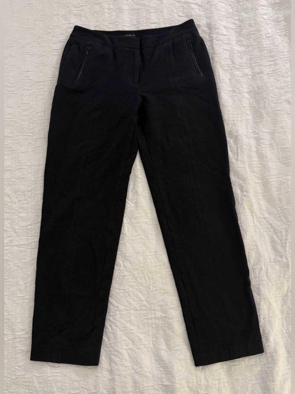 Talbots Dk Navy Blue Straight Leg Signature Pants with Zip Pockets Sz 6